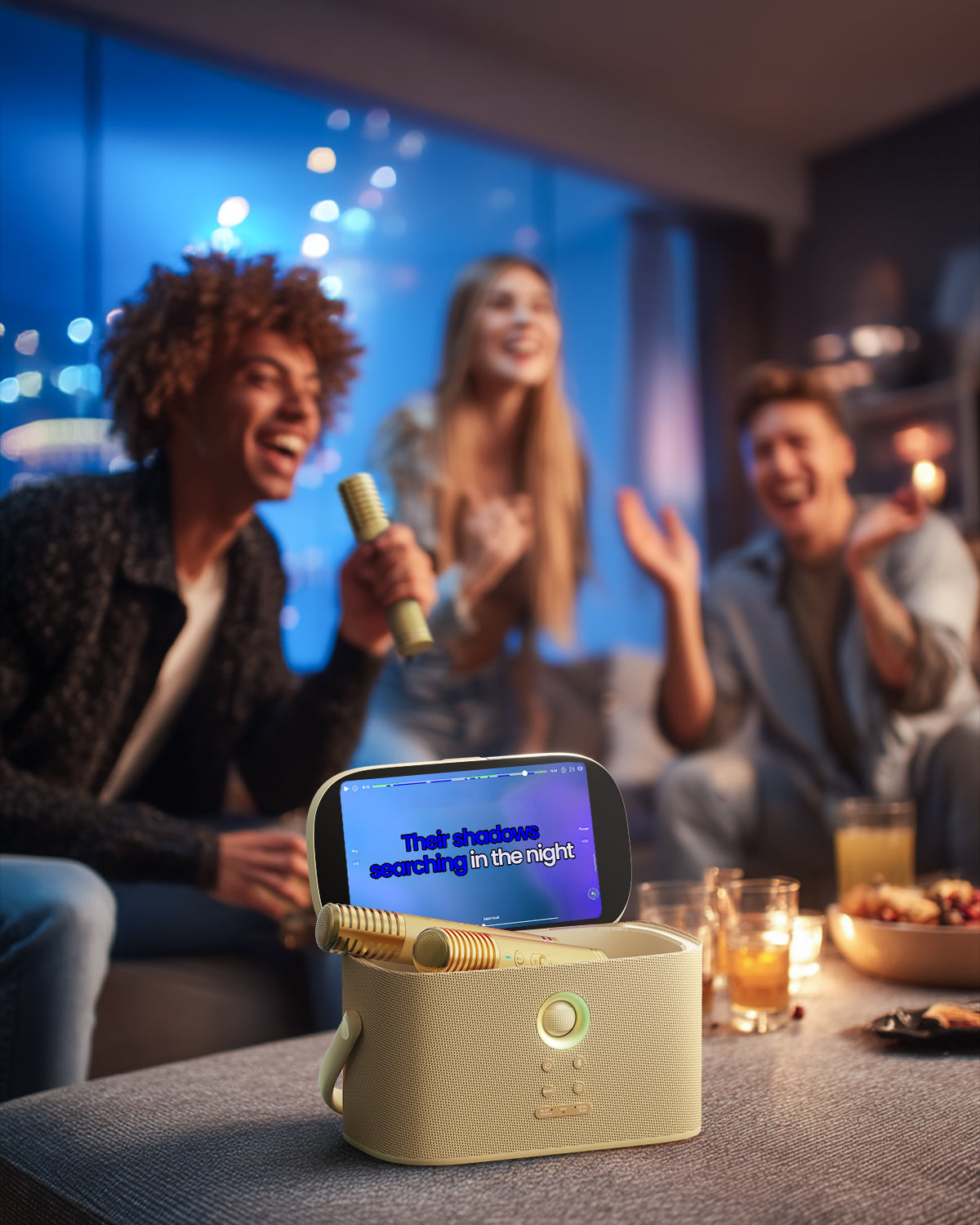 Ikarao Karaoke Machine, 140W Portable System with Lyrics Screen, 2 Wireless Mics, Autotune & EQ, TV Connect, Perfect for Home, Party, Travel