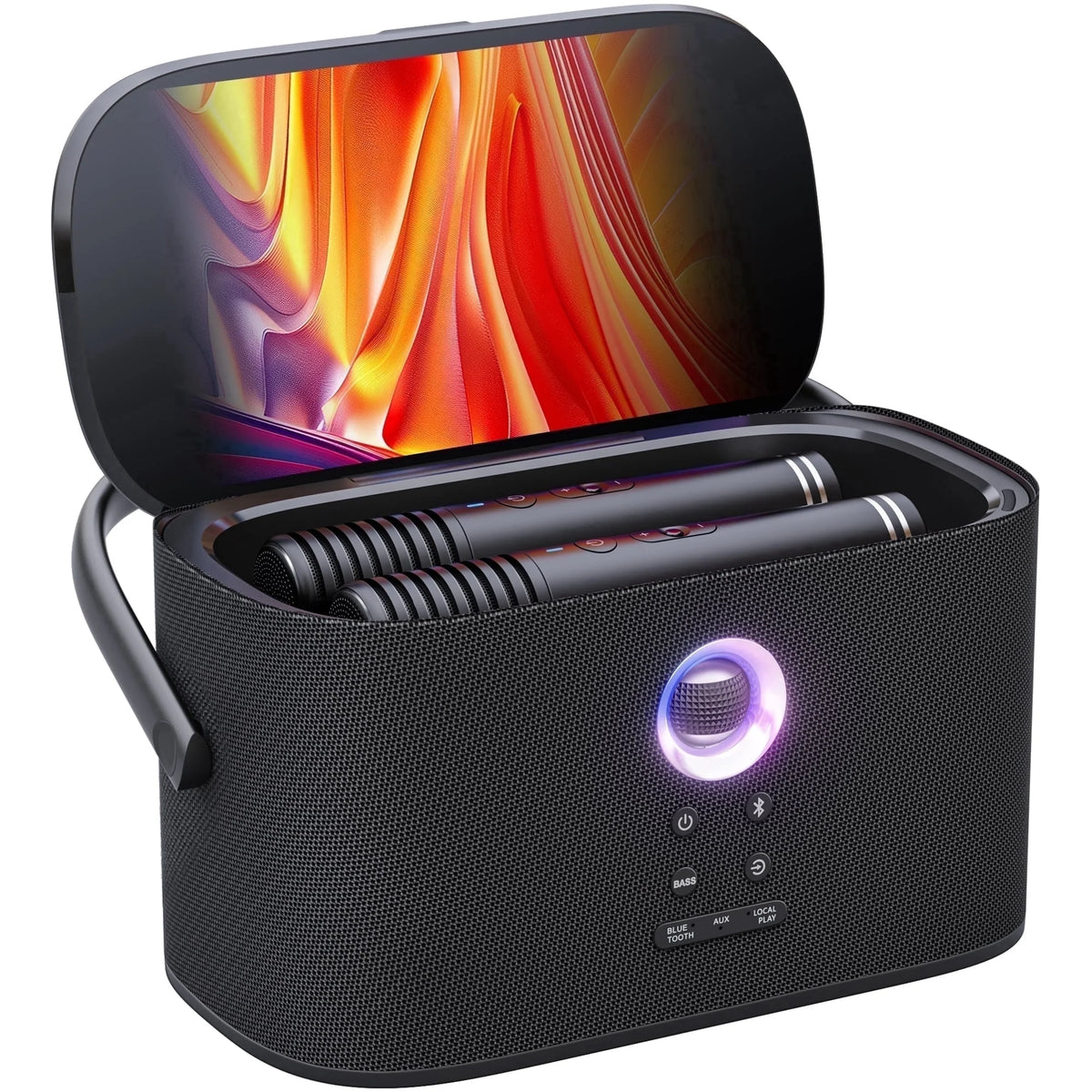 Ikarao Karaoke Machine with Lyrics Display Screen for Adults,Professional Karaoke System with 2 Wireless Mics for TV Home Outdoor Party