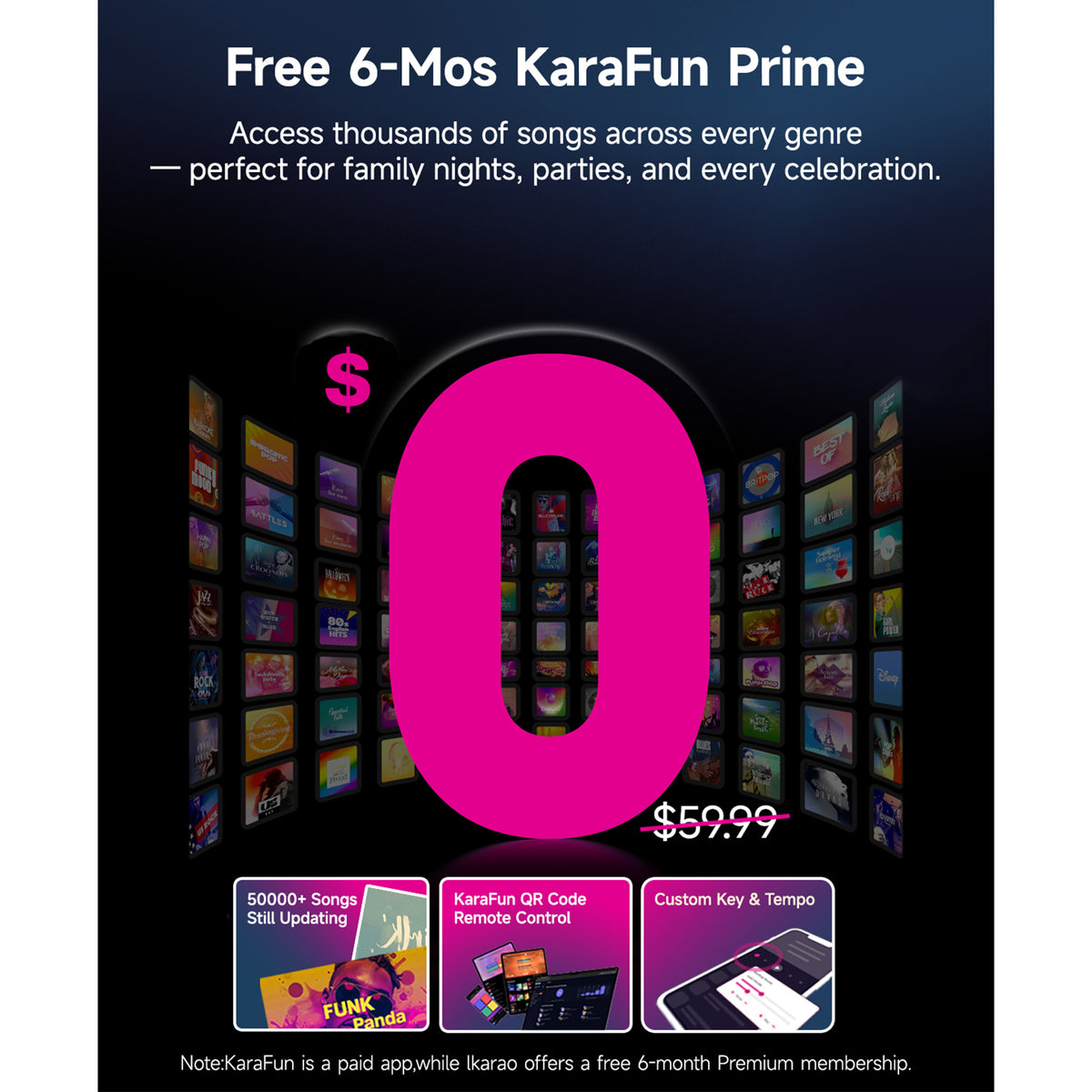 Ikarao Karaoke Machine for Adults, Built-in 13.3-inch Screen, Portable Bluetooth Speaker with 2 Wireless Mics for TV, Music Party