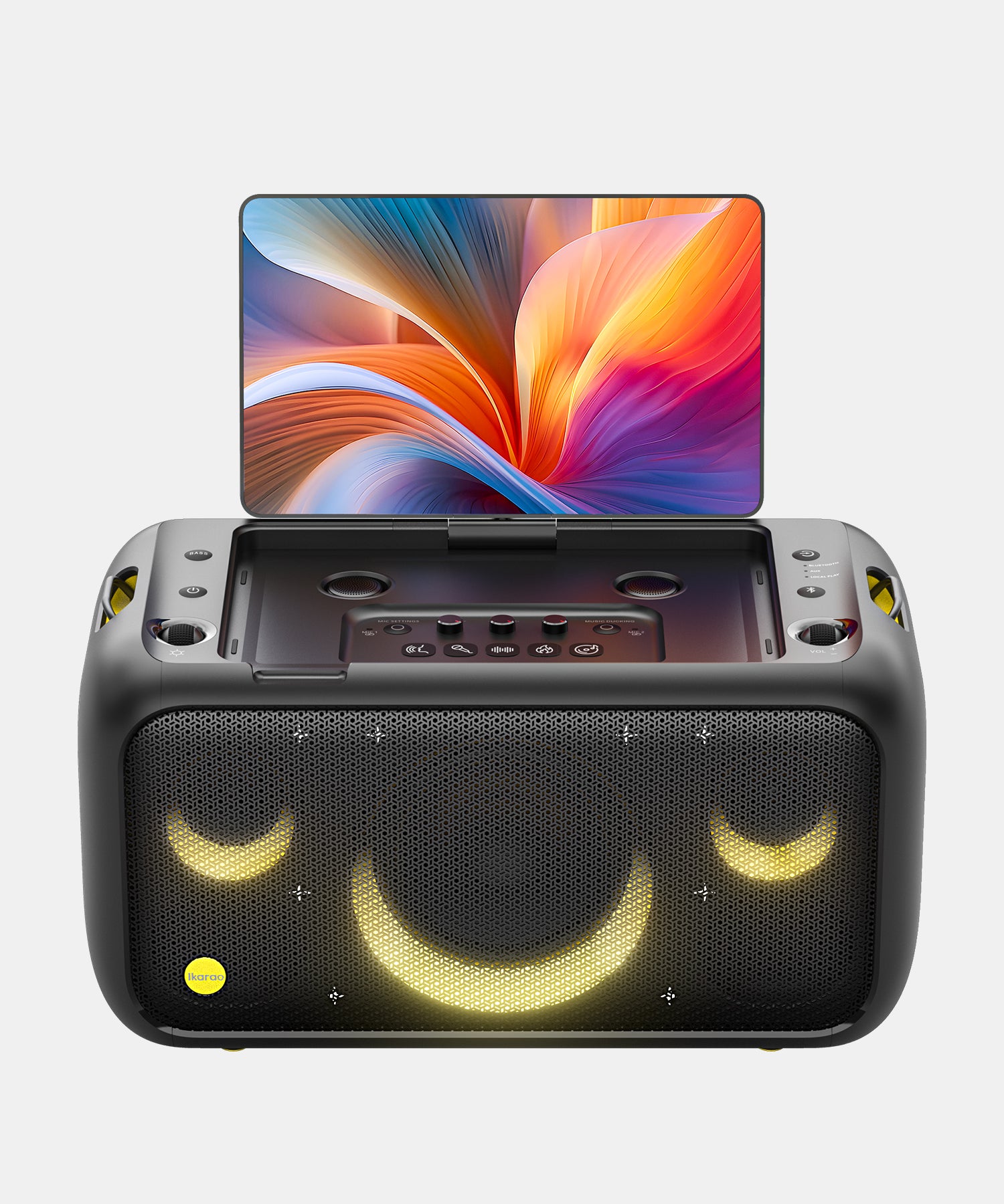 Sing along with the Ikarao Break X1 karaoke machine, which includes a vibrant 13.3" lyrics display. Ideal for family fun and entertainment!