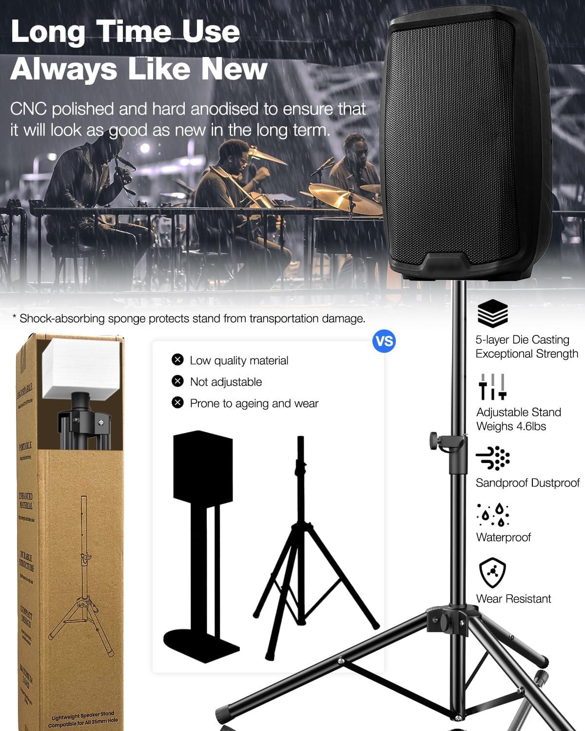 Ikarao Adjustable Speaker Stand - 4.1 to 6.6-Foot, Universal - Ikarao