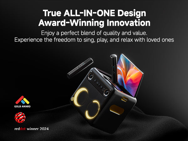 Discover the true ALL-IN-ONE karaoke machine that blends quality and value. Enjoy award-winning innovation and experience the freedom to sing, play, and relax together with loved ones!