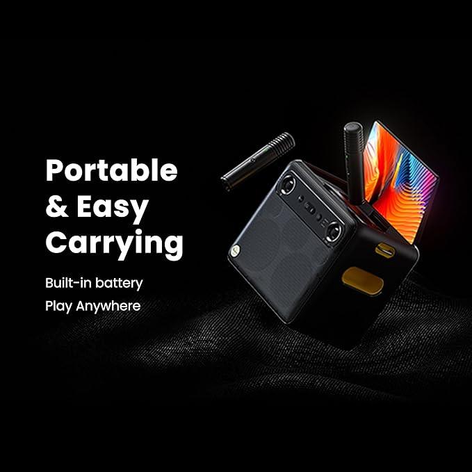 Discover our portable karaoke machine designed for easy carrying! With a built-in battery, you can enjoy music and sing anywhere without limitations!